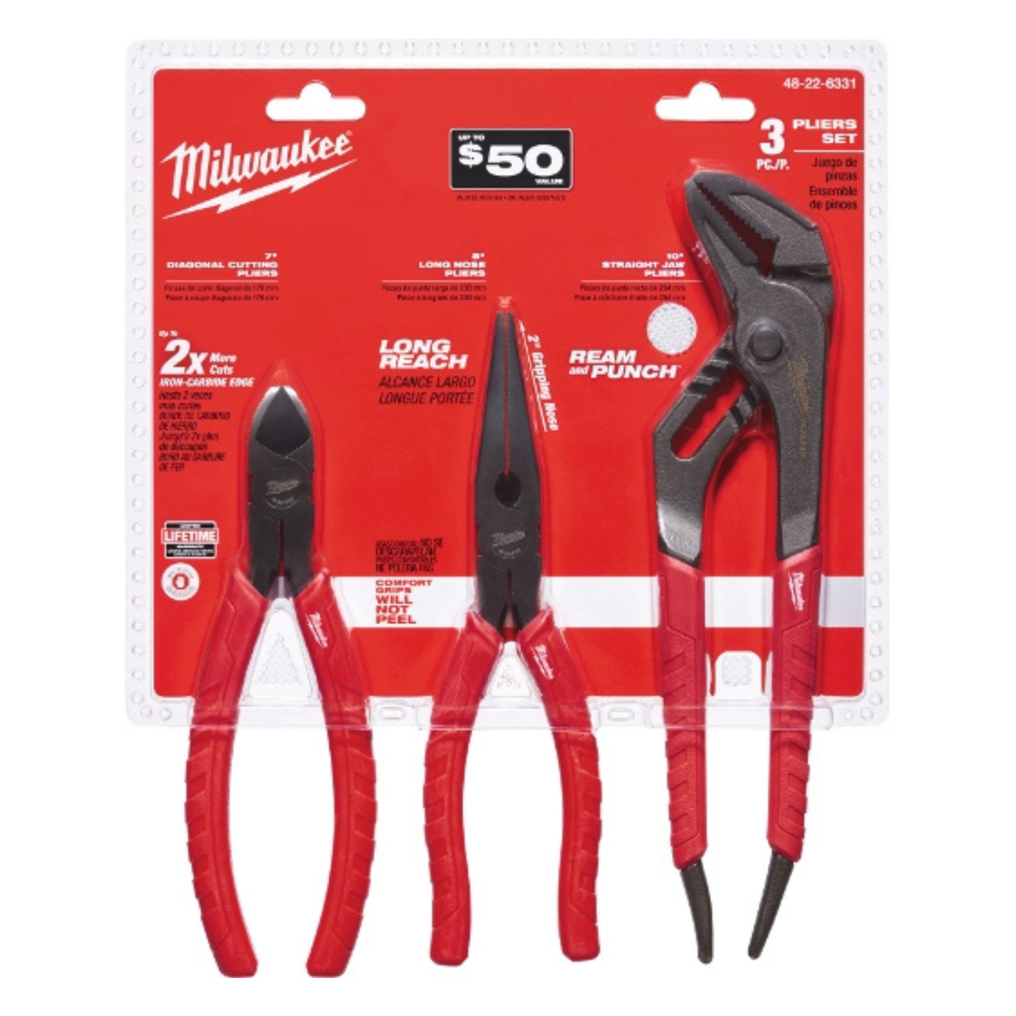 Milwaukee 3 PC. Comfort Grip Pliers Kit from GME Supply
